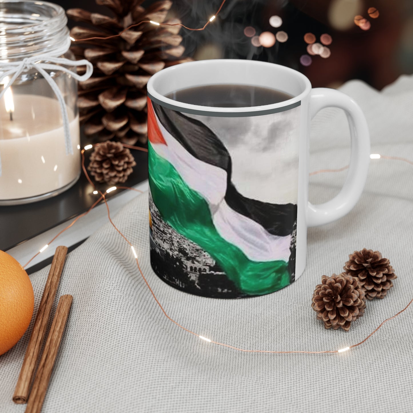 White Base Palestine Coffee Mug 